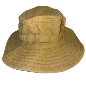 Tan Wide Brim Bucket Hat